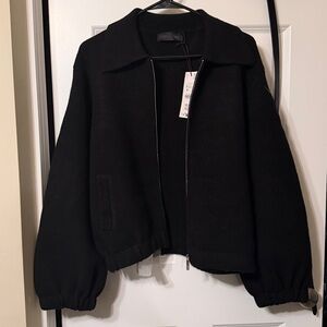 Zara Black Zipper Knit Bomber Jacket